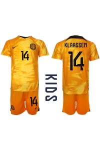 Nederland Davy Klaassen #14 Babytruitje Thuis tenue Kind WK 2022 Korte Mouw (+ Korte broeken)